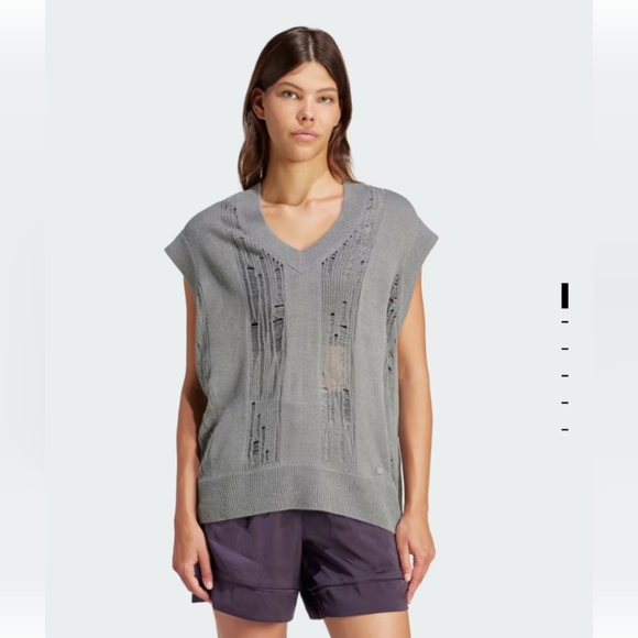 Adidas Distressed Knit Vest Gray Grey Size Medium - Picture 1 of 14